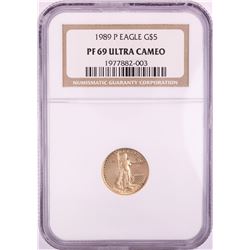 1989-P $5 Proof American Gold Eagle Coin NGC PF69 Ultra Cameo