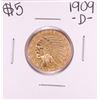 Image 1 : 1909-D $5 Indian Head Half Eagle Gold Coin