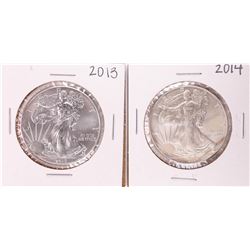 Lot of 2013-2014 $1 American Silver Eagle Coins