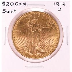 1914-D $20 Saint Gaudens Double Eagle Gold Coin