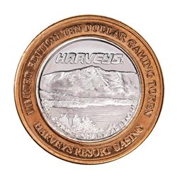 .999 Silver Harveys Lake Tahoe, Nevada $10 Casino Limited Edition Gaming Token