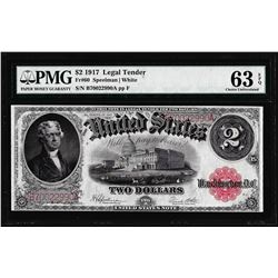 1917 $2 Legal Tender Note Fr.60 PMG Choice Uncirculated 63EPQ