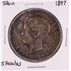 Image 1 : 1897 Spain 5 Pesetas Silver Coin