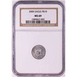 2005 $10 American Platinum Eagle Coin NGC MS69