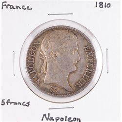 1810 France 5 Francs Napoleon Silver Coin