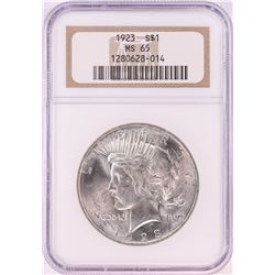 1923 $1 Peace Silver Dollar Coin NGC MS65