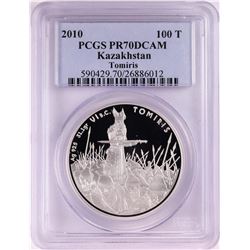 2010 100T Proof Kazakhstan Tomiris Silver Coin PCGS PR70DCAM