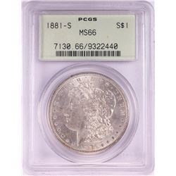 1881-S $1 Morgan Silver Dollar Coin PCGS MS66 Old Green Holder