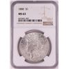 Image 1 : 1880 $1 Morgan Silver Dollar Coin NGC MS63