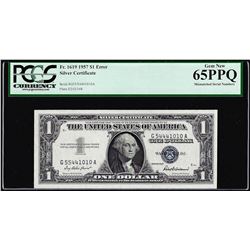 1957 $1 Silver Certificate Note Mismatched Serial Number Error PCGS Gem New 65PPQ