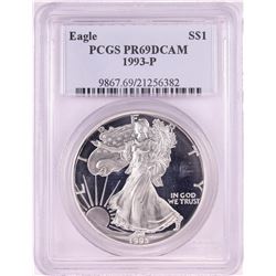 1993-P $1 Proof American Silver Eagle Coin PCGS PR69DCAM