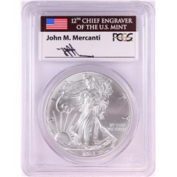 2015 $1 American Silver Eagle Coin PCGS MS70 John Mercanti Signature First Strike
