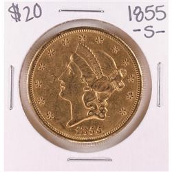 1855-S Type 1 $20 Liberty Head Double Eagle Gold Coin