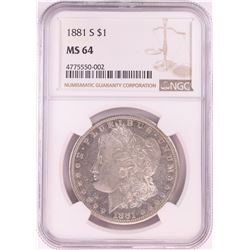 1881-S $1 Morgan Silver Dollar Coin NGC MS64