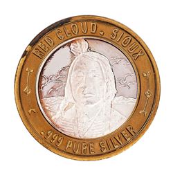 .999 Silver Red Cloud Sioux $10 Casino Limited Native American Series Gaming Token