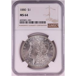 1880 $1 Morgan Silver Dollar Coin NGC MS64