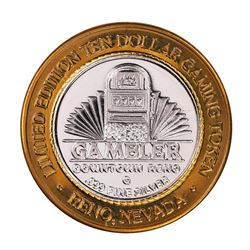 .999 Silver Gambler Reno, Nevada $10 Casino Limited Edition Gaming Token