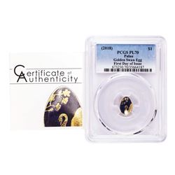 2018 $1 Palau Golden Swan Egg Gold Coin PCGS PL70 First Day of Issue w/ COA