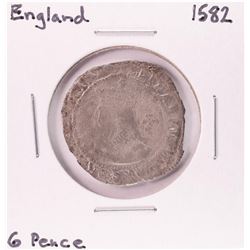 1582 England 6 Pence Silver Coin
