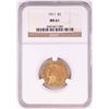 Image 1 : 1911 $5 Indian Head Half Eagle Coin NGC MS61