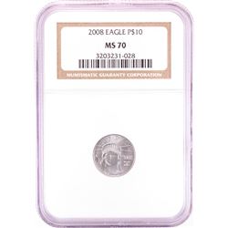 2008 $10 American Platinum Eagle Coin NGC MS70
