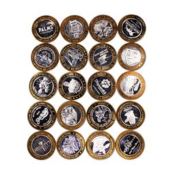 Mixed Lot of (20) .999 Silver Casino $10 Limited Edition Gaming Tokens