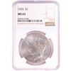Image 1 : 1925 $1 Peace Silver Dollar Coin NGC MS63