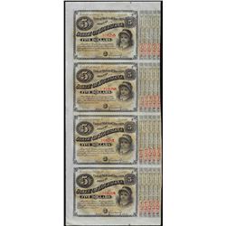 Uncut Sheet of (4) State of Louisiana Baby Bond Obsolete Notes