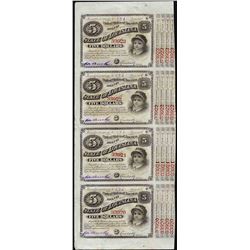 Uncut Sheet of (4) State of Louisiana Baby Bond Obsolete Notes