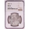 Image 1 : 1881 $1 Morgan Silver Dollar Coin NGC MS63