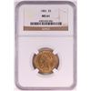 Image 1 : 1882 $5 Liberty Head Half Eagle Coin NGC MS61