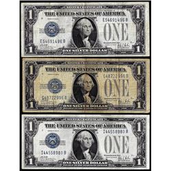 Lot of (3) 1928B $1 Funnyback Silver Certificate Notes