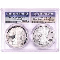 1986-S & 2016-W $1 Proof American Silver Eagle Coin Set PCGS PR70DCAM