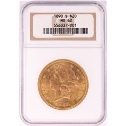 1890-S $20 Liberty Head Double Eagle Gold Coin NGC MS62
