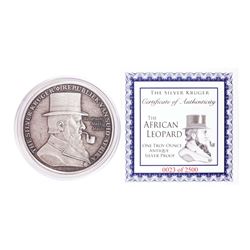 The Silver Kruger African Leopard 1 oz Antique Silver Proof Round w/COA