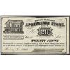 Image 1 : 1863 Twenty Cents Mount Pleasant, MA Apothecary Store Obsolete Bank Note