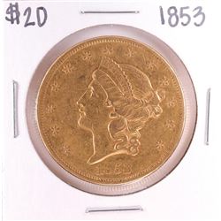 1853 $20 Liberty Head Double Eagle Gold Coin