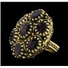 Image 2 : 14KT Yellow Gold Ladies 10.50 ctw Garnet Dome Cluster Ring