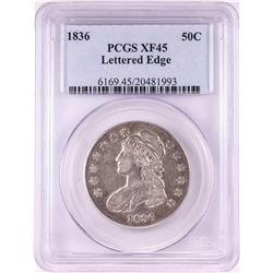 1836 Lettered Edge Capped Bust Half Dollar Coin PCGS XF45