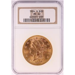1904-S $20 Liberty Head Double Eagle Gold Coin NGC MS62