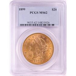 1899 $20 Liberty Head Double Eagle Gold Coin PCGS MS62