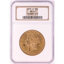 1879-S $20 Liberty Head Double Eagle Gold Coin NGC MS61
