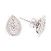 Image 2 : 14KT White Gold 0.93 ctw Diamond Pear Shaped Cluster Stud Earrings
