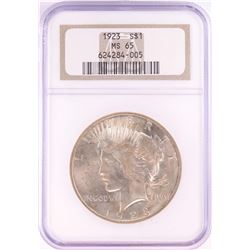 1923 $1 Peace Silver Dollar Coin NGC MS65