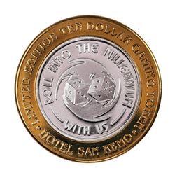 .999 Silver Hotel San Remo Las Vegas, Nevada $10 Casino Limited Edition Gaming Token