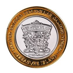 .999 Silver Treasure Island Las Vegas $10 Casino Gaming Token Limited Edition