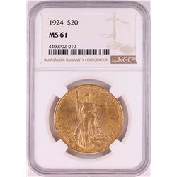 1924 $20 St. Gaudens Double Eagle Coin NGC MS61