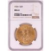 Image 1 : 1924 $20 St. Gaudens Double Eagle Coin NGC MS61