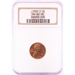 1929-S Lincoln Wheat Cent Coin NGC MS64RD