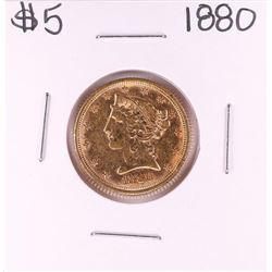 1880 $5 Liberty Head Half Eagle Gold Coin
